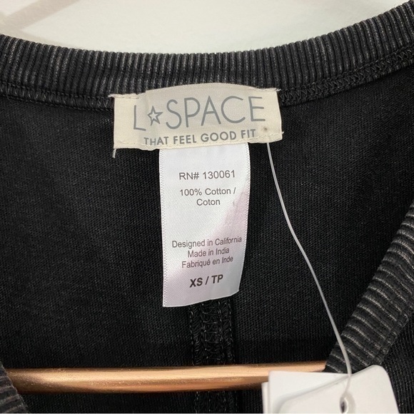 L Space NWT XS Seaview Charcoal‎ Washed Black Mini Tank T Shirt Dress Cotton - Picture 8 of 11